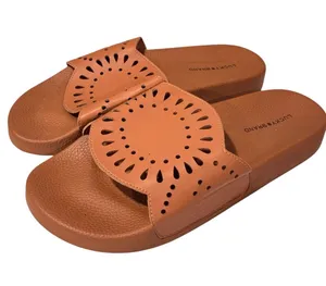 LUCKY BRAND Peetie Sandal In Cortado Eco Sheep Pu Brown Cutout Size 10 thumbnail 1