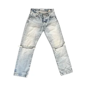 MOUSSY Vintage Light Wash Distressed Straight Jeans Size 24 Made in Japan thumbnail 2