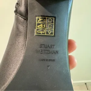 Stuart Weitzman Gardiner Black Lambskin Leather Tie Back Block Heel‎ Booties 7B thumbnail 13