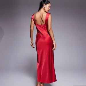 Princess Polly Radioactive satin square neck maxi dress in red 4 thumbnail 2