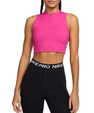 Nike Pro Dri FIT Cropped Tank Top Hot Pink Womens X-Large High Neck Sports Bra thumbnail 1