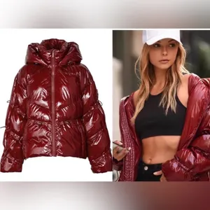 Alo Yoga Stunner Puffer Jacket Cranberry Red Winter Insulated Glossy Oversized thumbnail 3