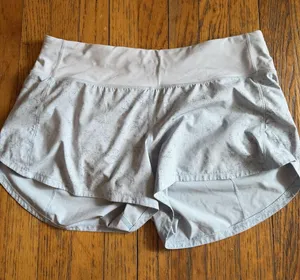 Lululemon Shorts Womens 10 Gray Speckle Running Lined Zip Pocket Athletic Summer thumbnail 1