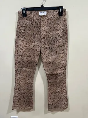 Frame Leopard Cheetah Print Pants Le Crop Mini Boot Jeans 25 ankle kick flare thumbnail 6