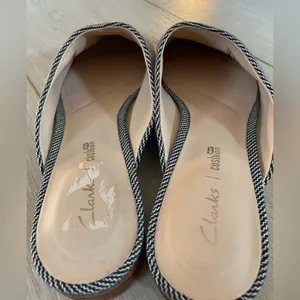 Clarks Cushion Plus Canvas Mule Pure Blush Navy Striped Slip‎ On Mules Shoes 7.5 thumbnail 4