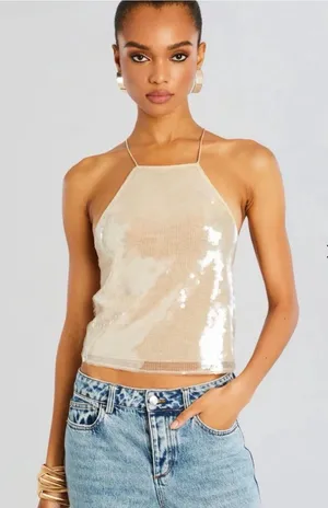 Retrofete NORMA SEQUIN TOP Tan thumbnail 1