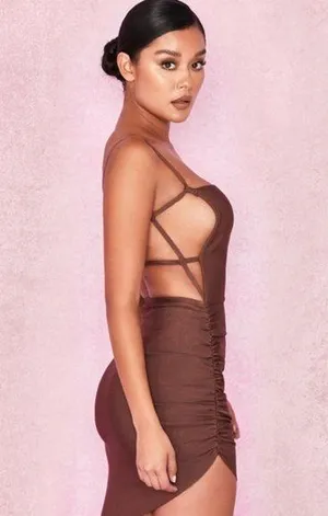 House Of CB Meghan Brown Bandage Bodycon Dress thumbnail 5