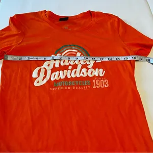 Harley Davidson Barnett El Paso Texas Women SZ Medium Orange‎ Short Sleeve Shirt thumbnail 3