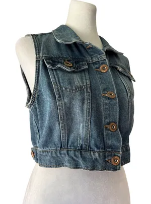 Vintage Y2K Highway Jeans Denim Cropped Vest thumbnail 1