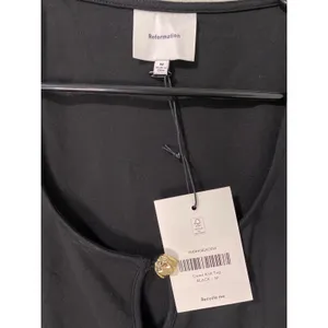 NWT Reformation Owen Knit Top Black Cutout Button Top M thumbnail 4