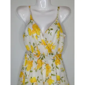 Crystal Doll White &‎ Yellow Floral Belted Mini Dress SMALL NWT Cottage Prairie thumbnail 2