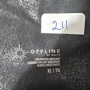 OFFLINE by Aerie‎ The Hugger Leggings Women XL Navy Blue Crackle Metallic Cross thumbnail 6
