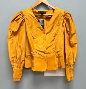 La Femme En Noir Taffeta Edwardian Blouse in Marigold L thumbnail 5