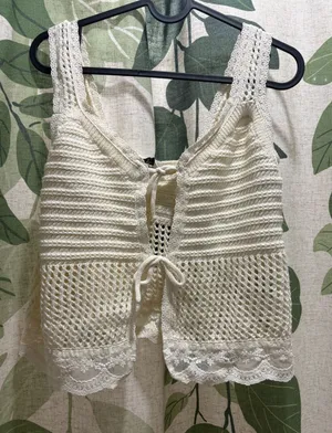 Rita Ora x Primark Ivory Crochet Tie-Front Tank thumbnail 1