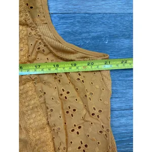 Knox Rose Women's Solaris Orange Eyelet Lace Rib Knit Tank Top, Large thumbnail 5
