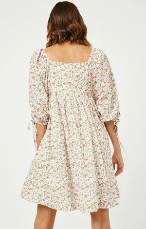 Hayden Floral Puff Sleeve Square Neck Babydoll Dress thumbnail 2