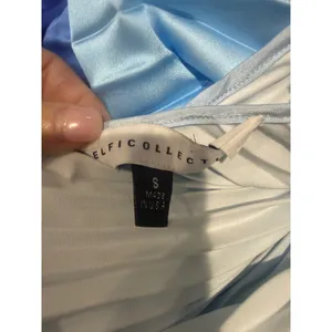 Delfi Collective Erica One-Shoulder Pleated Blue Ombré Maxi‎ Dress Sz Small New thumbnail 5