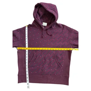 Champion Reverse Weave Hoodie Small Women's All Over Logo Print Burgundy Maroon thumbnail 11