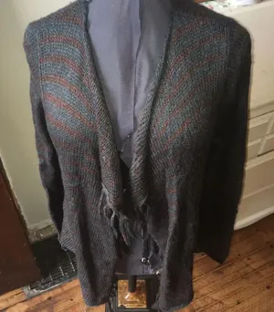 Wooden Ships striped luxe soft drape front cardigan thumbnail 1