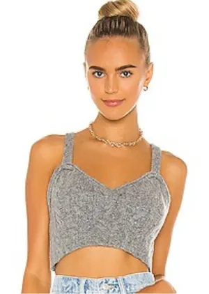 Free People Sunkeeper Gray‎ Cable Knit Crop Tank Size Small thumbnail 1