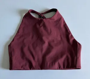 Girlfriend Collective High Neck Adjustable Strap Sports Bra Plum Burgundy Small thumbnail 1
