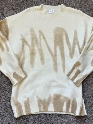 Le Lis Cream Sweater with Beige Abstract Brushstroke Print thumbnail 3