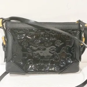 Marc by Marc Jacobs‎ Black Embossed Patent Cow Leather Gold Hardware Crossbody thumbnail 7