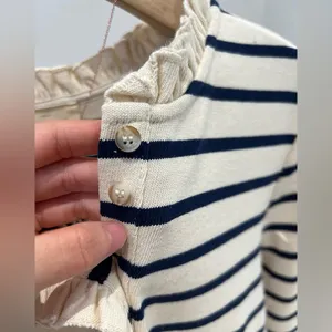 Sézane Gael Mariniere Striped Long Sleeve Top with Ruffles thumbnail 7