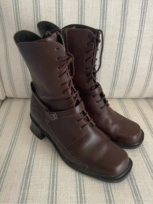 Naot Empire Leather Victorian Corridor Prairie Lace Up Square Toe Boots 39 US 8 thumbnail 1