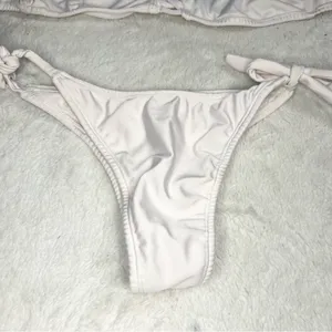 Girasole Swimwear White Ruffle Bandeau High Cut Bikini Set Size Small thumbnail 9