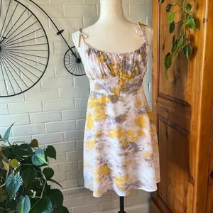 ASTR THE LABEL yellow tie dye mini dress size M EUC summer party thumbnail 6