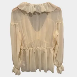 Reformation Wyn Ruffle Sheer Blouse Size 8 thumbnail 5
