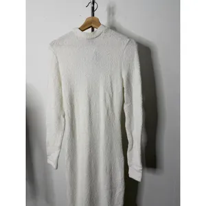 Lamarque Lindsay Dress White Textured Knit Open Back Maxi Long Sleeve Mock Neck thumbnail 5