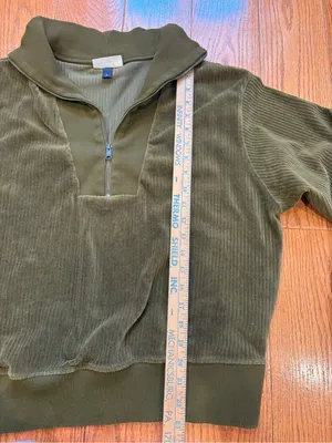 Universal Threads Olive Green Corduroy Quarter Zip Pullover Sweatshirt XL Cozy Fall Gorpcore thumbnail 4