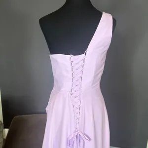 Purple Chiffon Asymmetrical One-Shoulder Formal Bridesmaid Dress Leg Slit Size 6 thumbnail 5
