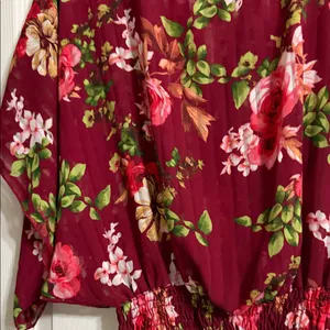 Love J Burgundy Floral Blouse thumbnail 2