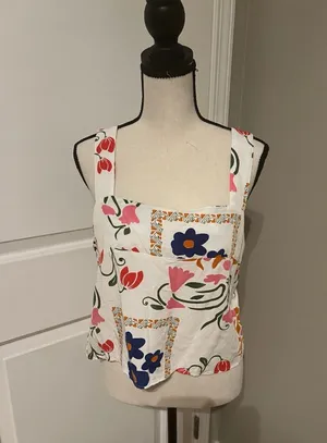 Unbranded flower hobo crop top. Side zipper thumbnail 1