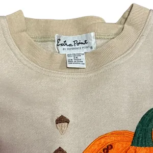 Vintage Fall Crewneck Sweatshirt Embroidered Beaded Pumpkins Women's Size XXL thumbnail 3