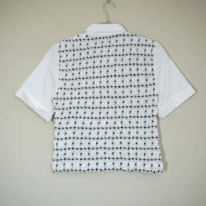 J. Crew Small White Smocked Embroidered Short Sleeve Button Up Chic Feminine thumbnail 4