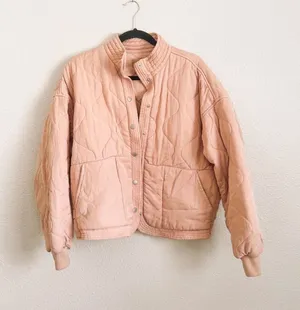 Blank NYC cropped quilted jacket in pink thumbnail 1