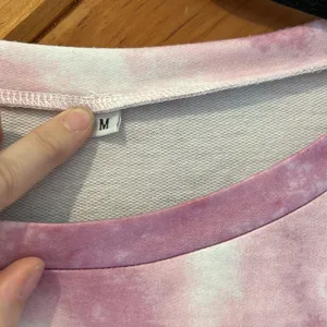 Pink white tie dye matching jogger sweatsuit outfit thumbnail 7