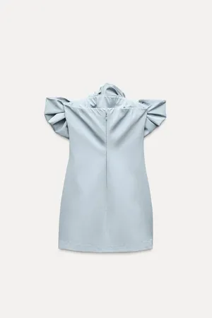 ZARA dress mini bow baby blue fitted bodycon party wedding thumbnail 16