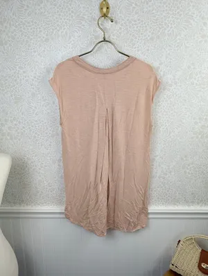 Postmark by Anthropologie Split Neck Pink Stripe Hi-Low Tank - Size - Medium thumbnail 3