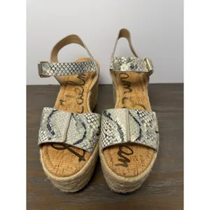 Sam Edelman Maura Snakeskin Espadrille Platform 4" Wedge Sandals Size 8.5 thumbnail 9
