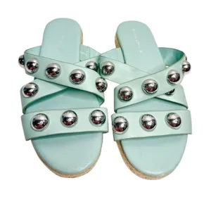 Marc Fisher Sandals Womens Size‎ 6 Green Prisca Crisscross Espadrille Slides thumbnail 1