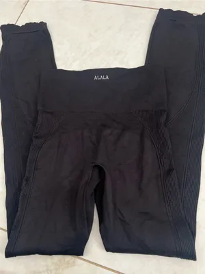 NEW ALALA Black High Waisted Ribbed Leggings Size Small thumbnail 2