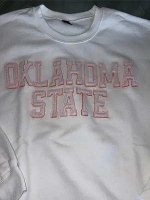 Gildan White Oklahoma State Crewneck Sweatshirt with Orange Accent thumbnail 2