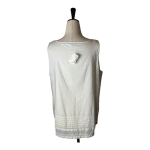 Lilla P Tank Top Women Large White Cotton Lace Double‎ Layer Shell NWT Boho thumbnail 2