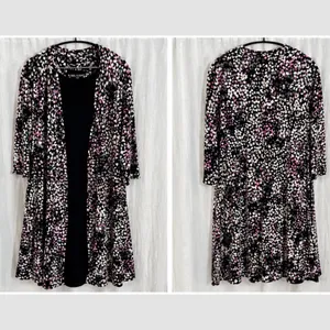 Carole Hochman 2 Pc Floral Duster Cardigan & Black Dress Lounge Set Women XS Description: Carole Hochman women’s 2-piece lounge/sleepwear set in size XS. Includes a soft black sleeveless dress and matching lightweight floral duster cardigan. Comfortable relaxed fit with pink, cream, gray, and black abstract floral print. Great for lounging, sleepwear, travel, or casual layering. Features: * Brand: Carole Hochman * Size: XS * 2-piece set * Sleeveless black dress * Lightweight open-front duster cardigan * Floral abstract print * Soft stretchy fabric * Made in China thumbnail 2