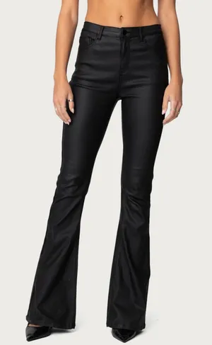Edikted Faux Leather Pants Flare thumbnail 1